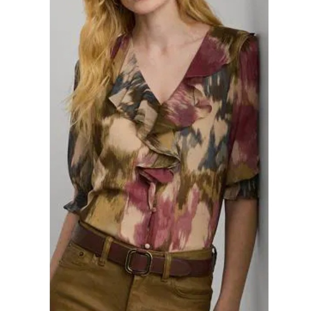 Ralph Lauren Cottagecore Boho Etheral Romantic Feminine Ruffle Peasant Blouse L